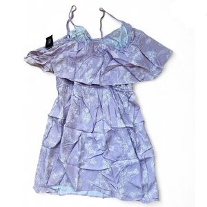 Lavender Spaghetti Strap Floral Ruffle Dress